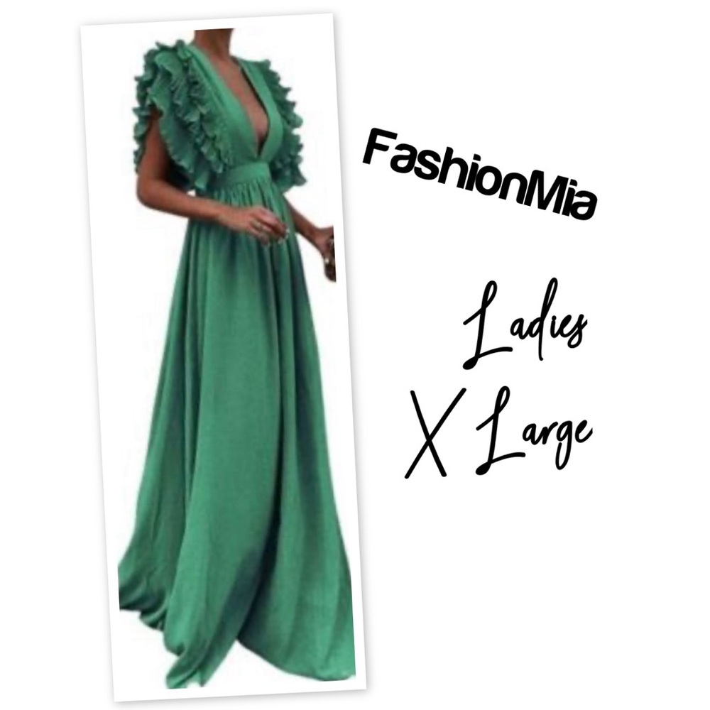 Emerald Ruffle Maxi Dress